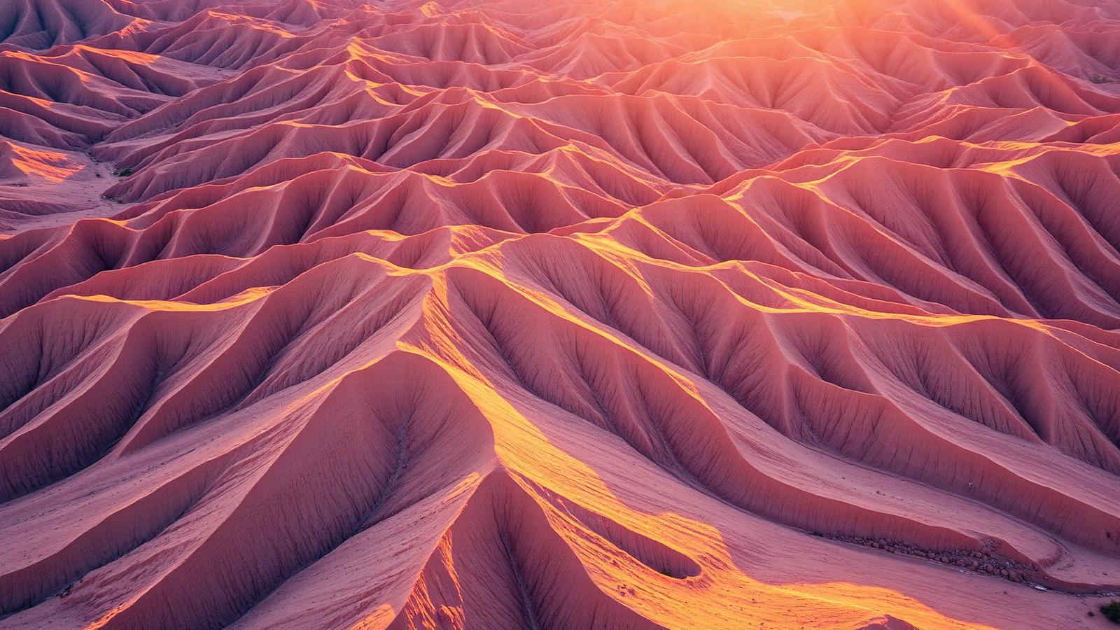 Aerial view of layered desert ridges at sunset near Phoenix, Arizona